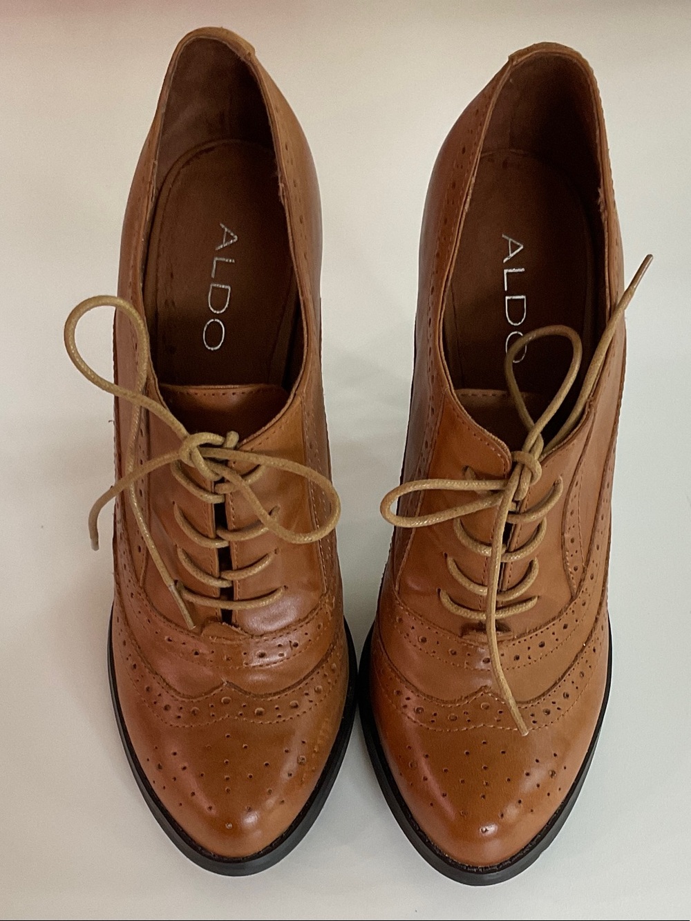 ALDO Women’s Brown Leather Wingtip Brogue Oxfords